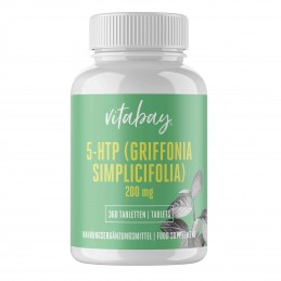 Vitabay 5-HTP 200 mg - 360 Tablete Beneficii 5-HTP: ajuta la atenuarea anxietatii si stresului, creste natural nivelul de Seroto