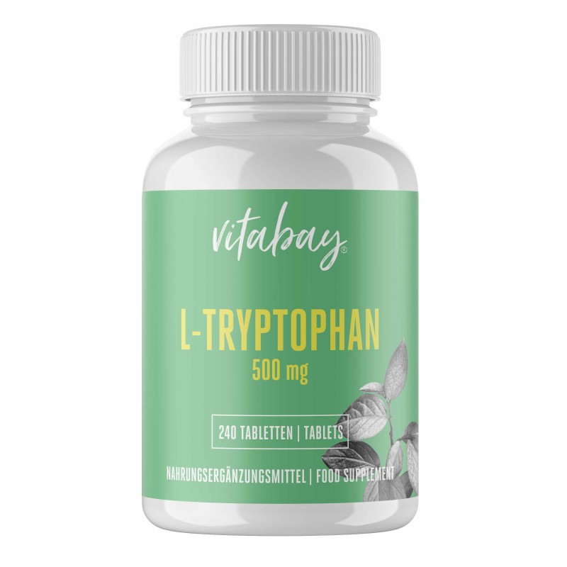 Vitabay L-Triptofan - 500 mg - 240 Tablete Vegan Beneficii importante ale triptofanului: tulburare somn și insomnie, in caz de d