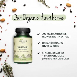 Organic Hawthorn (Weisdorm - Paducel) 60 Capsule, Protejeaza inima si sistemul cardiovascular, imbunatateste fluxul sanguin Bene