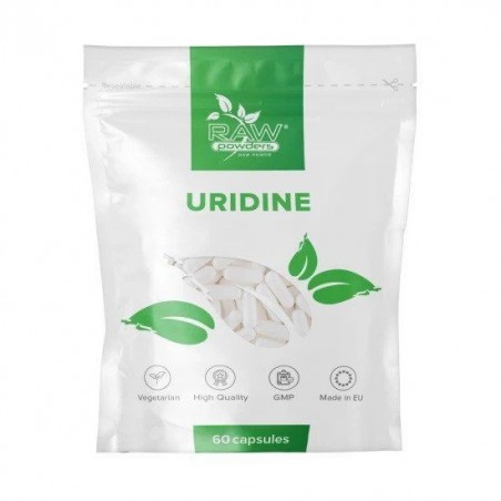 Raw Powders Uridina, Uridine 250 mg 60 Capsule (Reproduce neuroni, reduce anxitatea, stresul, depresia)