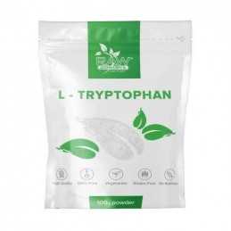 Raw Powders L-Triptofan pulbere 100 de grame Beneficii L-Triptofan: sursa naturala de 5-HTP, sprijină funcția imunitara, ajuta i