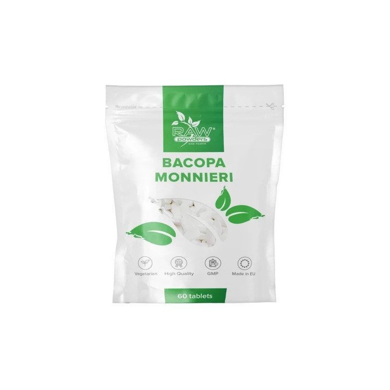 Bacopa Monnieri, 500 mg, 60 Tablete, Raw Powders Beneficii Bacopa Monnieri- contine antioxidanti puternici, poate reduce inflama