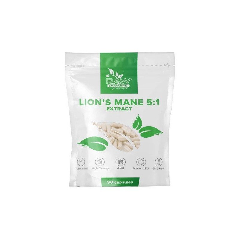 Lion's Mane 5:1 Extract,  500 mg 90 Capsule, Poate proteja împotriva demenței, ajută in ameliorarea simptomelor de anxietate Ben