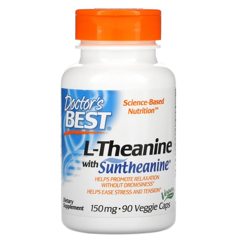 L-Theanine with Suntheanine, 90 Capsule, Induce relaxarea fără somnolență, diminuarea simptomelor PMS, reduce anxietatea Benefic