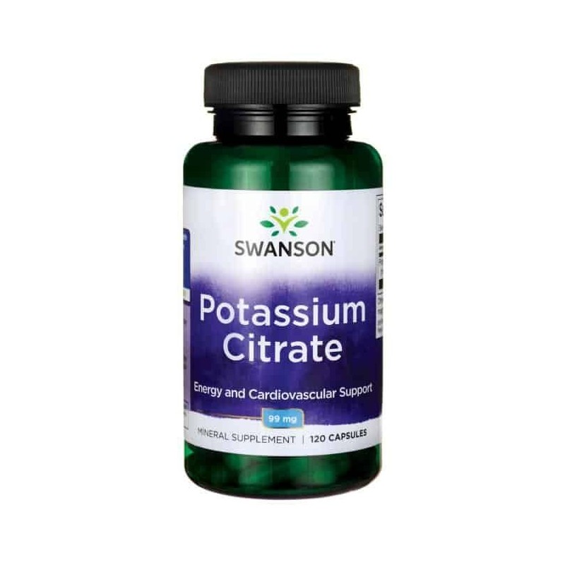 Swanson Potassium Citrate, 99mg - 120 Capsule Beneficii Potasiu: sprijina sanatatea cardiovasculara, ajuta lareglarea tensiunii 