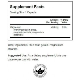 Swanson Triple Magnesium Complex, 400mg - 100 Capsule Beneficii Triple Magnesium Complex: contine trei surse de magneziu, reglea