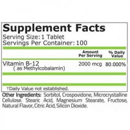 Vitamina B12 2000mcg 100 Tablete (Metilcobalamina), oboseala fara motiv, slabiciune constanta, piele de culoare galbena, anemie 