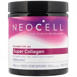 Neocell, Super Collagen Hidrolizat tip 1 si 3, pudra fara aroma, 198 grame Beneficii Super Collagen 1&amp;3- contine colagen de 