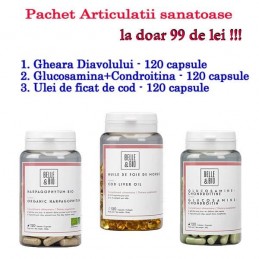 Pachet Articulatii sanatoase Beneficii Glucosamina-Condroitina: contine Glucozamina, Condroitina, cartilaj de rechin si Extras d