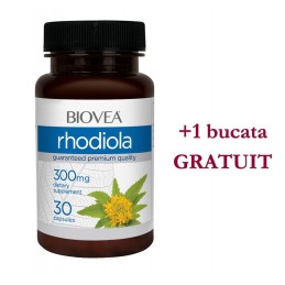 Biovea RHODIOLA 300mg 30 Capsule Beneficii Rhodiola: excelent în tratamentul disfuncției sexuale masculine, creste apetitul, eli