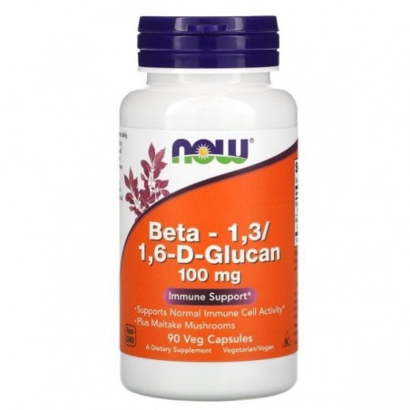 Now Beta 1,3/1,6 - D - Glucan 100 mg 90 de capsule (Reduce riscul de raceala, infectii si virusi, creste imunitate)