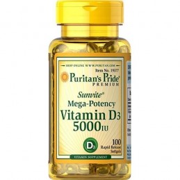 Vitamina D3 5000 IU (125 mcg), 100 Capsule moi, Un nutrient esential care ajuta la absorbtia calciului Obtinerea la maximum a vi