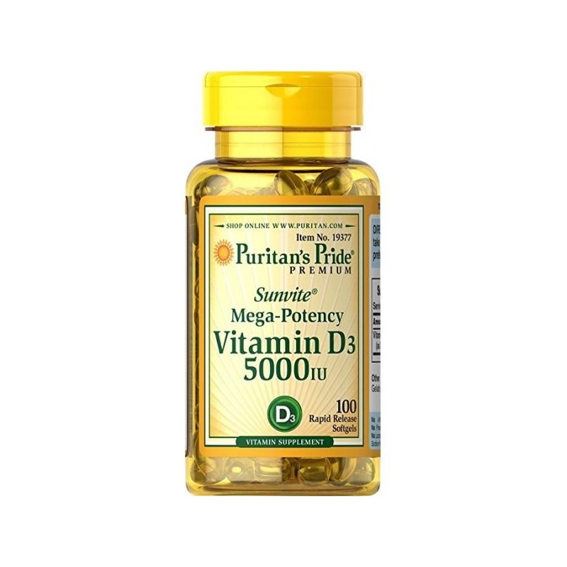 Vitamina D3 5000 IU (125 mcg), 100 Capsule moi, Un nutrient esential care ajuta la absorbtia calciului Obtinerea la maximum a vi