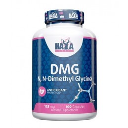 Haya Labs DMG - N-Dimethyl Glycine 125 mg 100 Capsule Beneficii DMG: DMG sustine metilarea, metabolismul metioninei, chimia fola