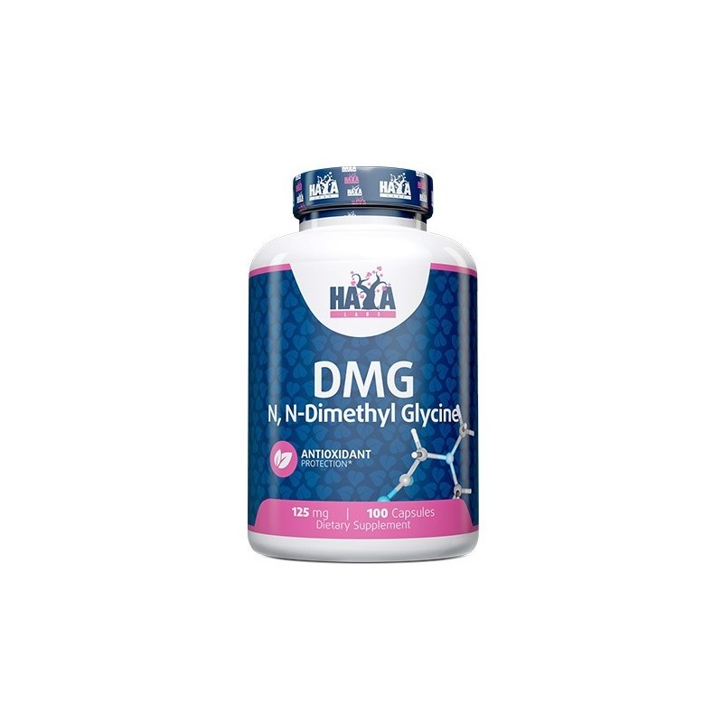 Haya Labs DMG - N-Dimethyl Glycine 125 mg 100 Capsule Beneficii DMG: DMG sustine metilarea, metabolismul metioninei, chimia fola