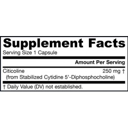 Citicoline CDP Choline, 250mg 120 caps, Sustine metabolismul energetic al creierului si a fost demonstrata in cercetari clinice 