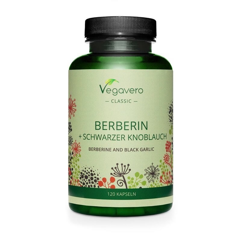 Vegavero Berberin extract + Usturoi negru si Afine, 120 Capsule Beneficii Berberina: Berberin este un supliment alimentar de la