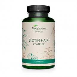 Vegavero Biotin Hair Complex, 120 Capsule (Reduce caderea parului) Beneficii Biotina: asigura o biodisponibilitate ridicata a nu