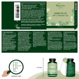 Vegavero GABA PLUS, 120 de capsule, (Ceai verde+L-Theanina+B6) Beneficii GABA: promoveaza relaxarea, sustine un somn linistit si