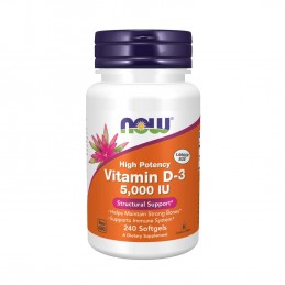 Now Foods Vitamina D3 5000 IU, 240 Capsule (Impotriva osteoporozei, dureri oase) Beneficii Vitamina D3: contribuie la buna funct