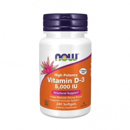 Now Foods Vitamina D3 5000 IU, 240 Capsule (Impotriva osteoporozei, dureri oase)