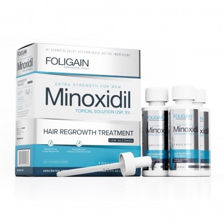 Foligain Minoxidil 5%- Regenerare par barbati (Alcool scazut) 3 luni