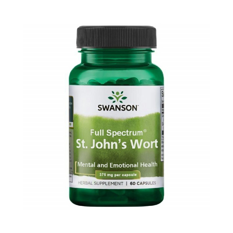 Swanson St. John's Wort (Sunatoare), 375mg - 60 Capsule (Tulburari dispozitie, stres, nervozitate) Beneficii Sunatoare: ofera o 