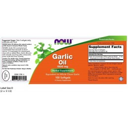 Now Foods Ulei de usturoi (Garlic oil) 1500 mg 100 Capsule (Regleaza tensiunea, scade colesterolul) Beneficiile uleiului de ustu