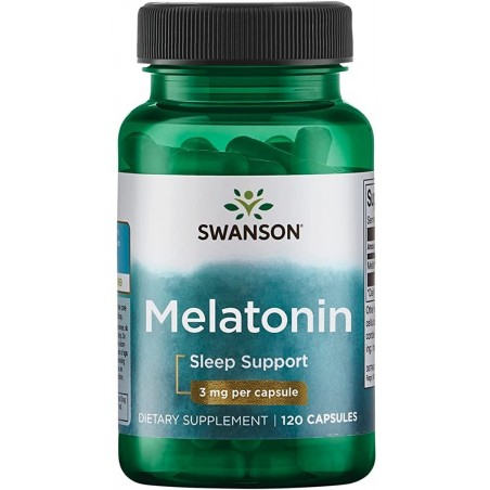 Swanson Melatonină 3 mg, 120 Capsule (migrene, insomnie, stres)