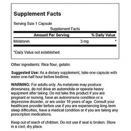 Swanson Melatonină 3 mg, 120 Capsule (migrene, insomnie, stres) Beneficii Melatonina- imbunatateste calitatea somnului, ajuta in