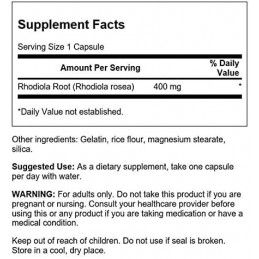 Rhodiola Rosea radacina, 400 mg,100 Capsule, Swanson Beneficii Rhodiola Rosea- poate ajuta la reducerea stresului, poate ajuta l