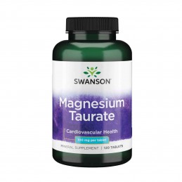 Swanson Magnesium Taurate (taurat de magneziu), 100mg - 120 Tablete Beneficii taurat de magneziu- ajuta la scaderea tensiunii ar