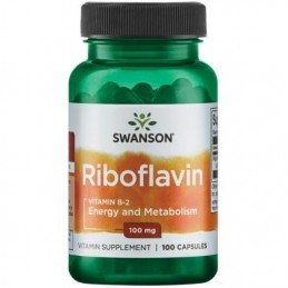 Swanson Riboflavin (Vitamina B2), 100mg, 100 Capsule Beneficii vitamina B2- stimuleaza energia, creste circulatia sangvina, prom