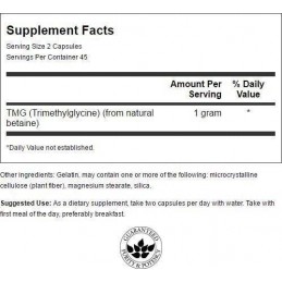 Swanson TMG (Trimetilglicina - Trimethylglycine), 500mg 90 Capsule Beneficii Trimetilglicina (TMG)- sustine sanatatea inimii, aj