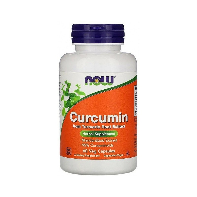 NOW Foods Curcumina - 60 Capsule (Turmeric extract radacina) Beneficii ale curcuminei: antiinflamator, poate ajuta la protejarea