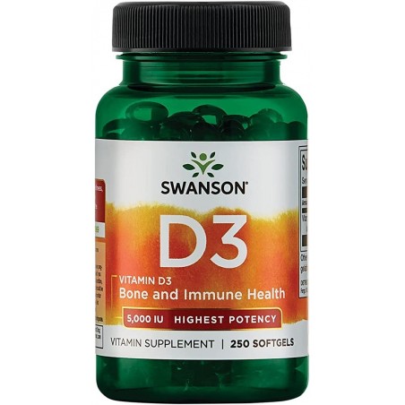 Swanson Vitamina D3, 5000 IU - 250 Capsule