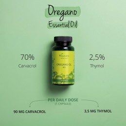 Vegavero Oregano Oil Organic (Ulei de Oregano Bio) - 90 Capsule Beneficii Ulei de Oregano - ajuta la functionarea sistemului res