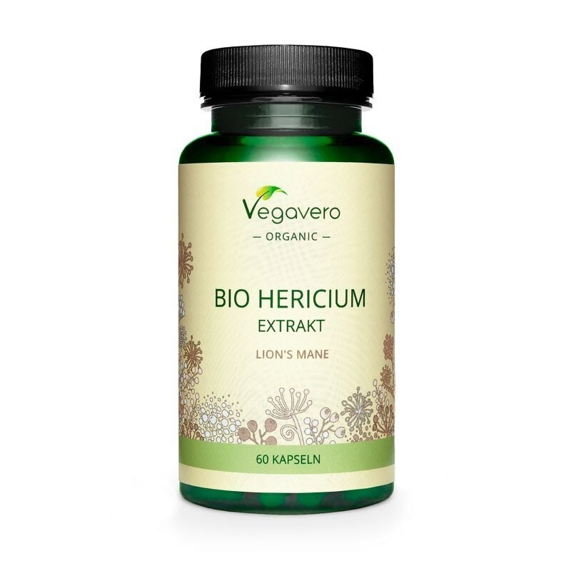 Vegavero Lion's Mane Extract Organic (Coama leului) - 60 Capsule Beneficii Coama leului - nootropic, bun antioxidant, suporta si