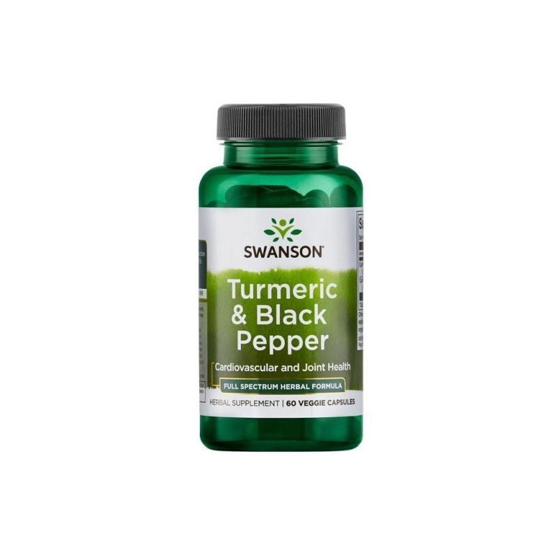 Swanson Turmeric & Black Pepper, 60 Capsule Beneficii ale turmericului si piperului negru: absorbtie mai buna a curcuminei, un r