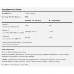 Now Foods Vitamina D3 & K2 - 120 Capsule Beneficii Vitamina D3&amp;K2- mentine sanatatea oaselor, ajuta la reducerea stresului s