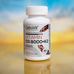 Vitamina D3 8000 IU + Vitamina K2 200 mcg, 60 Comprimate- Mentine sanatatea oaselor, ajuta la reducerea stresului si a depresiei