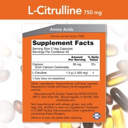 Supliment alimentar L-Citrulline 750 mg - 90 Capsule, Now Foods Beneficiile Citrulinei: poate imbunatati performanta atletica, i