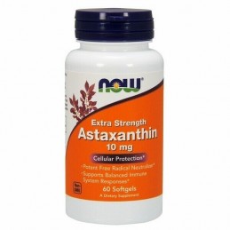 NOW Foods Astaxanthin (Astaxantina) 10mg - 60 Capsule Beneficii Astaxantina antioxidant, sustine o piele sanatoasa, supliment pe