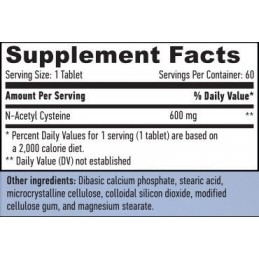 N-Acetil L-Cisteina 600 mg, 60 capsule, Sprijina sanatatea celulara, are importante proprietati antioxidante Beneficii N-Acetil 