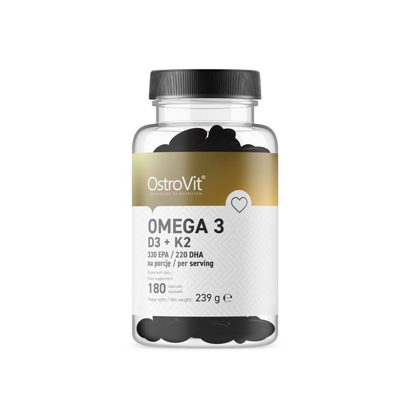 Omega3, Vitminele D3,K2 180 Caps- Susține acțiunea sistemului cardiovascular, buna funcționare a creierului, efect anticoagulant