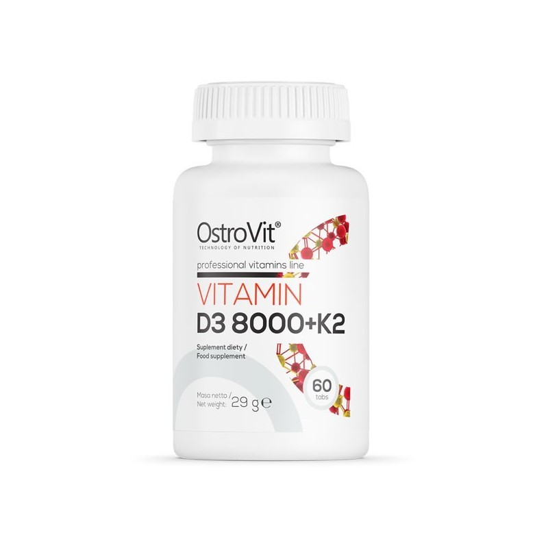 Vitamina D3 8000 IU + Vitamina K2 200 mcg, 60 Comprimate- Mentine sanatatea oaselor, ajuta la reducerea stresului si a depresiei