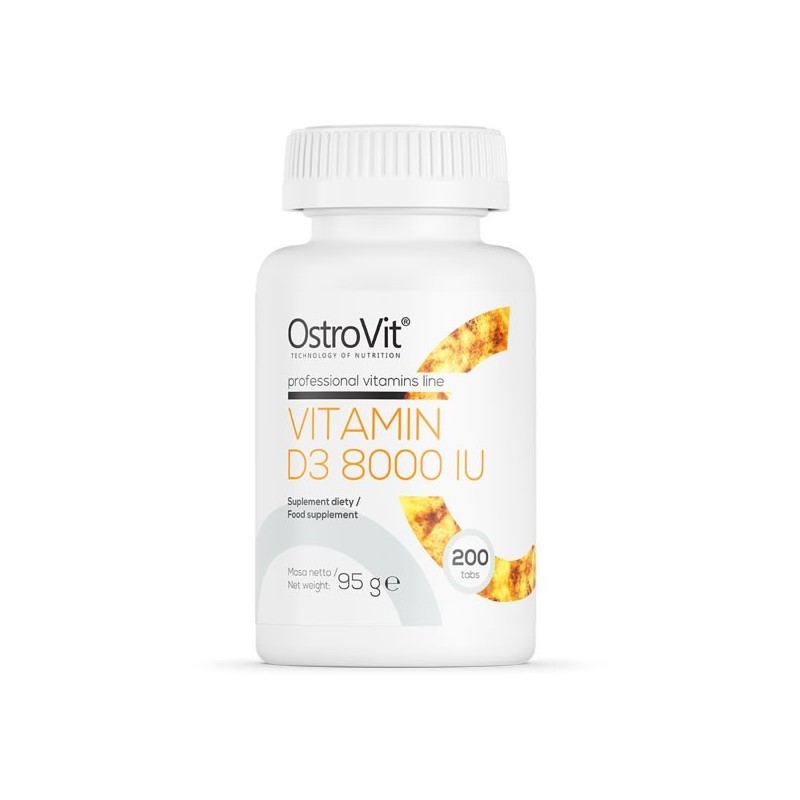 OstroVit Vitamina D3 8000 IU, 200 Tablete (Intareste sistemul imunitar) Beneficii OstroVit Vitamina D3: Vitamina D3 8000 UI este