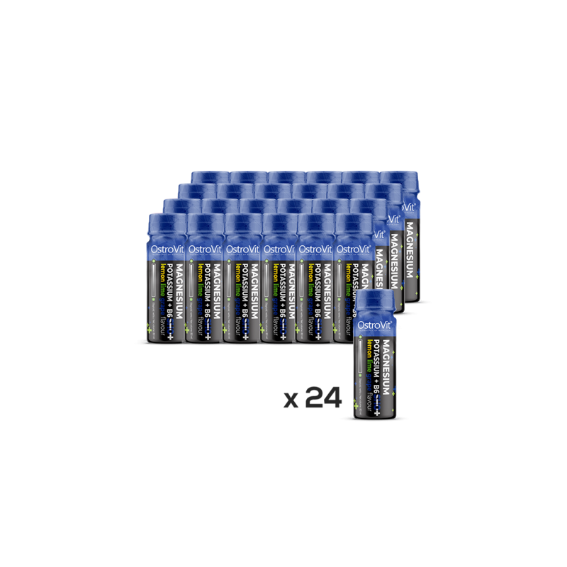 OstroVit Magnesium Potassium + B6 Shot 24x80 ml Beneficii Magnesium Potassium+B6 Shot- ajuta la reducerea oboselii, ajuta la men