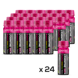 L-carnitine Shot 24x80 ml (grepfrut, lamaie)- Sprijina procesele de ardere a grasimilor (absorbtia de energie din grasimi) Benef