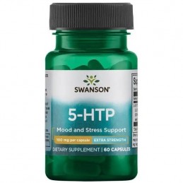 Swanson 5 HTP 100 mg Extra Strength 60 Capsule (Supliment depresie si anxietate, somn linistit) Beneficii 5 HTP: imbunatateste s